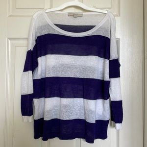 Loft purple and white striped sweater